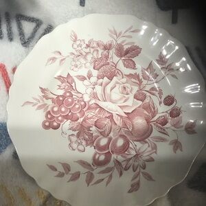 Decorative Floral Fruit Ceramic Plate in Dusty Rose - Elegant Home Accent